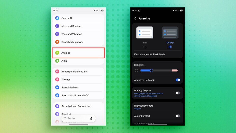 Der Dark Mode gilt als Klassiker unter den Akkuspartipps. Auch Samsung-Smartphones bieten einen entsprechenden Modus dafür an.