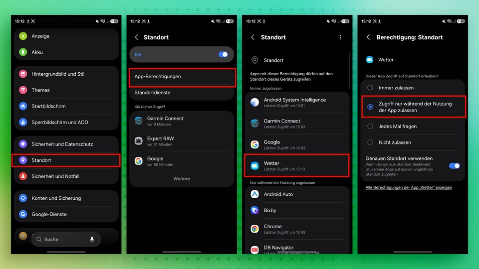 Apps wollen euren Standort. Unabhängig von der Akkuthematik solltet ihr diese Einstellungen überprüfen. Nicht jede App benötigt dauerhaft euren genauen Standort im Hintergrund.