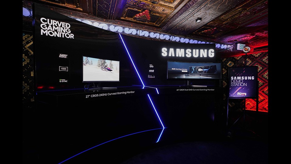 Auch auf Samsungs Demostation zu dem CRG5 bei der E3 war Nvidia G-Sync-Logo im Einsatz.