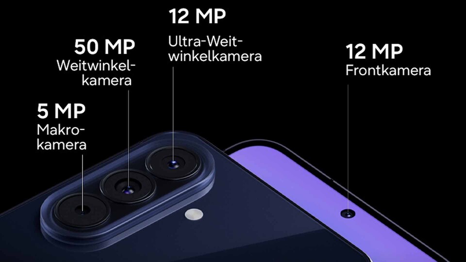Die Dreifachkamera des Samsung Galaxy A57: Mit Hauptkamera, Ultraweitwinkel und Makro seid ihr für Landschaften, Gruppenfotos und Nahaufnahmen bestens gerüstet.
