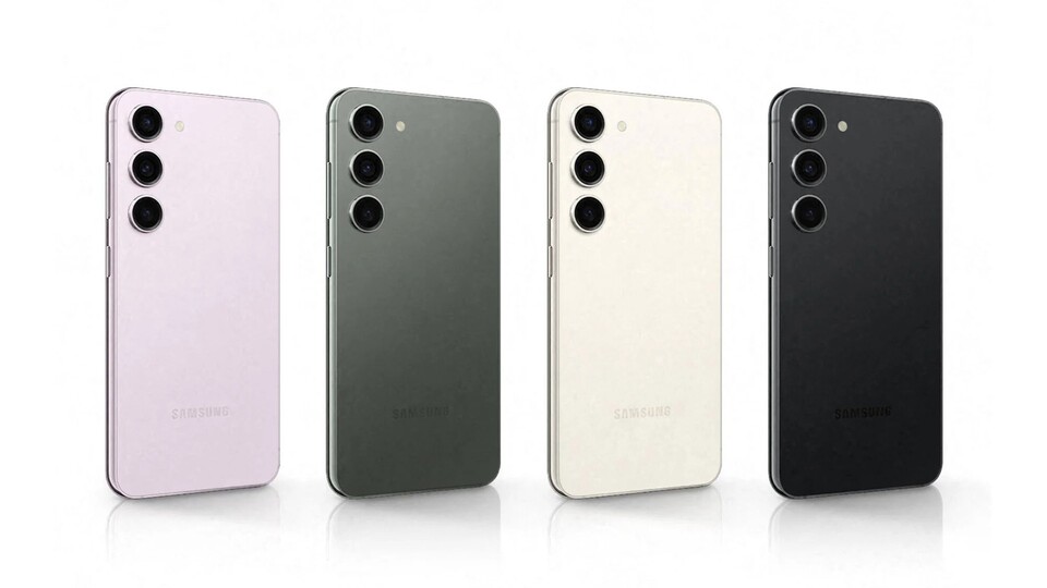 Lavender, Green, Cream und Phantom Black – Farbvielfalt ist beim Galaxy S23 durchaus geboten.