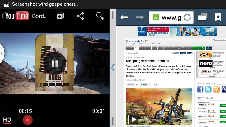 Die Multi-Window-Ansicht funktioniert wunderbar, wird aber nur von wenigen Apps unterstützt.