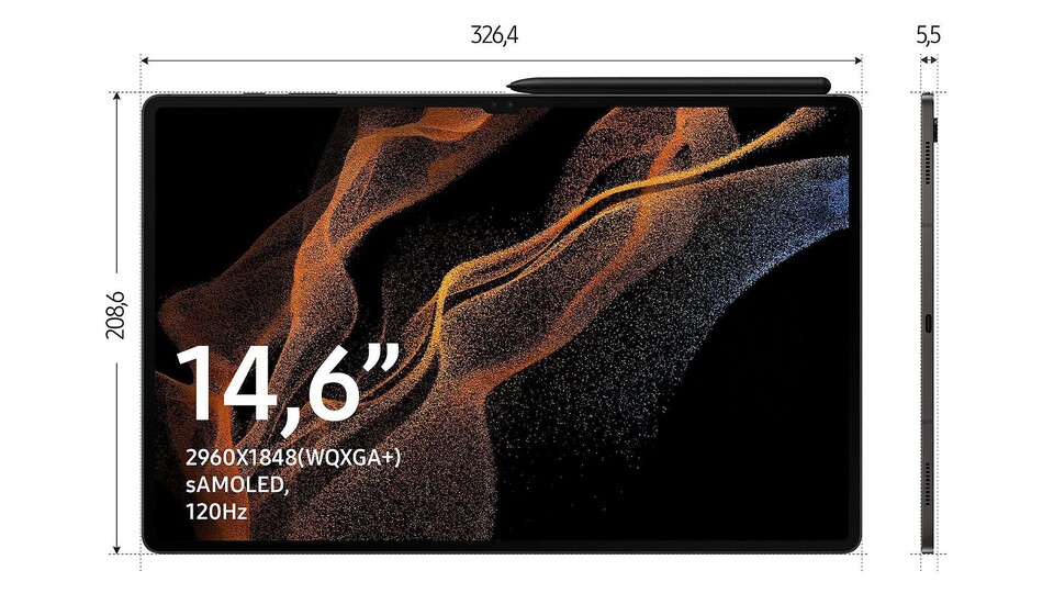 Das Samsung Galaxy Tab S8 Ultra beeindruckt mit seinem riesigen 14,6-Zoll-Display.