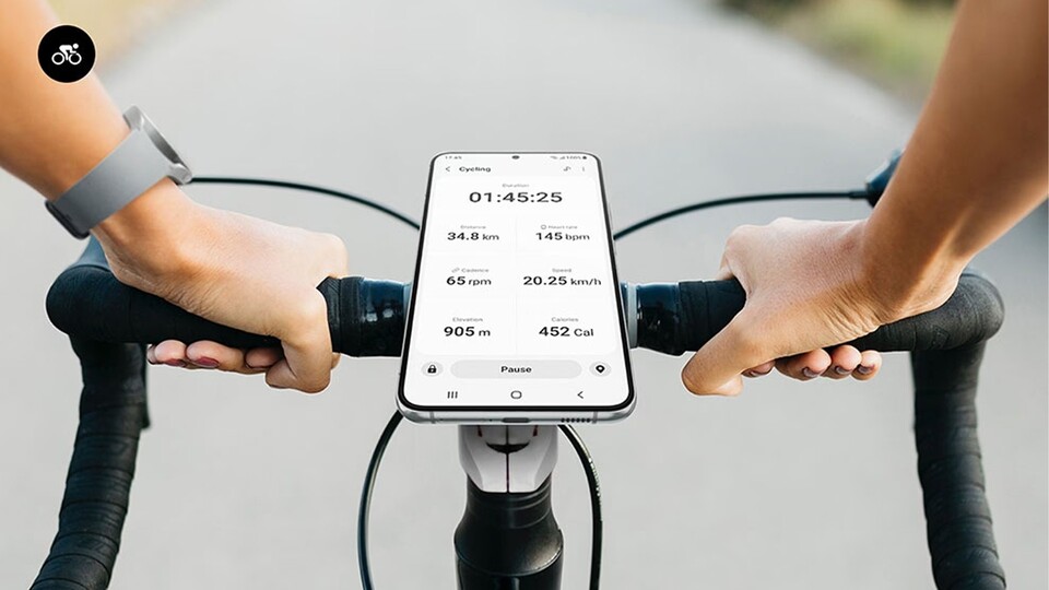 Die Samsung Galaxy Watch4 ist mittels Smartphone-Synchronisierung auch als Biking-Bordcomputer verwendbar.