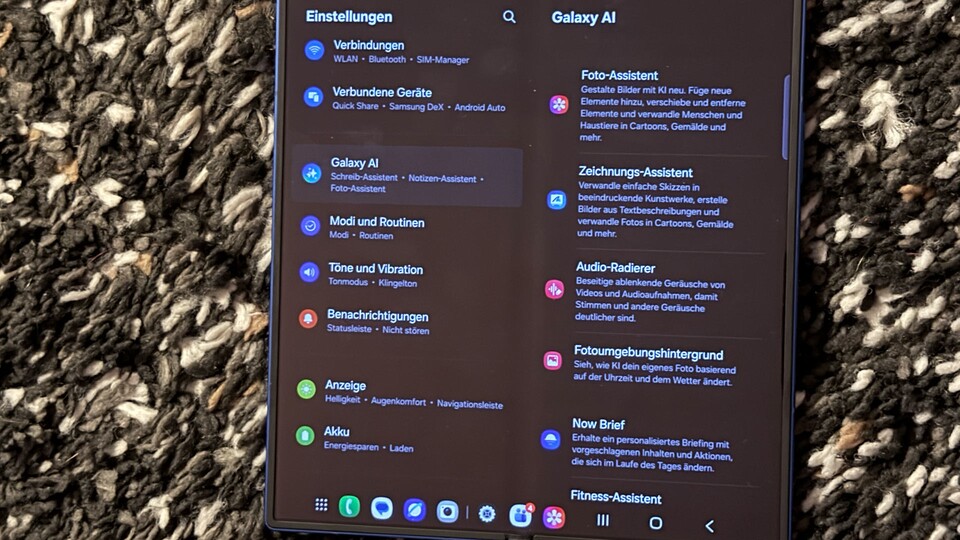 Hier seht ihr die Einstellungen für Galaxy AI.