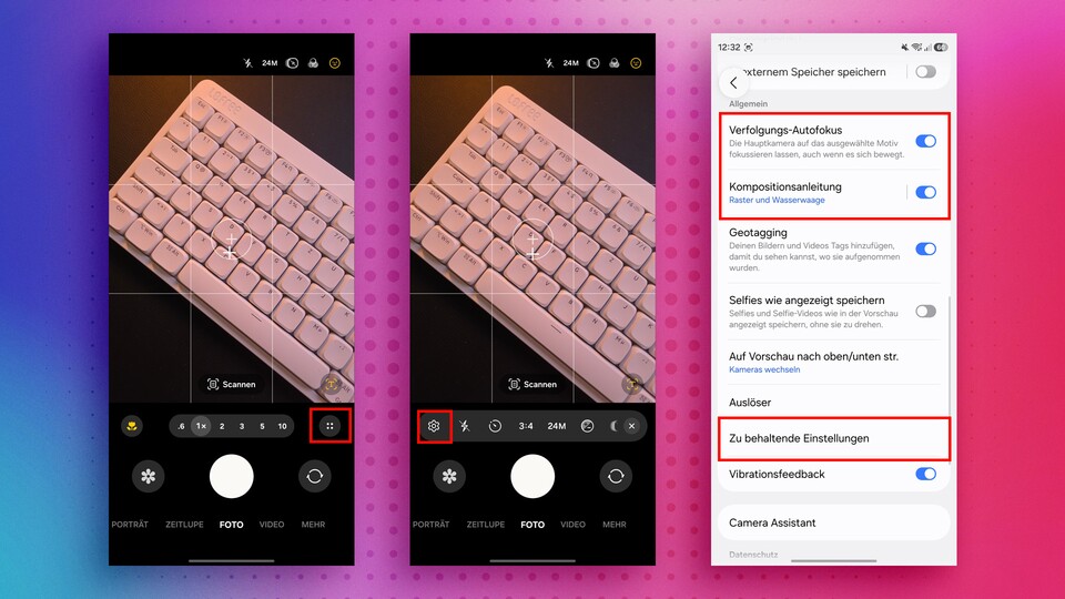 Die Kamera-App bringt ebenfalls nützliche und wichtige Einstellungen mit, die ihr aktivieren solltet. (Bildquelle: Patrick »Fernando« Schneider)