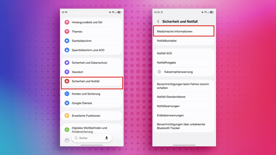 Ähnlich wie bei den iPhones könnt ihr auch bei Samsung einen Notfall-Pass hinterlegen. (Bildquelle: Patrick »Fernando« Schneider)