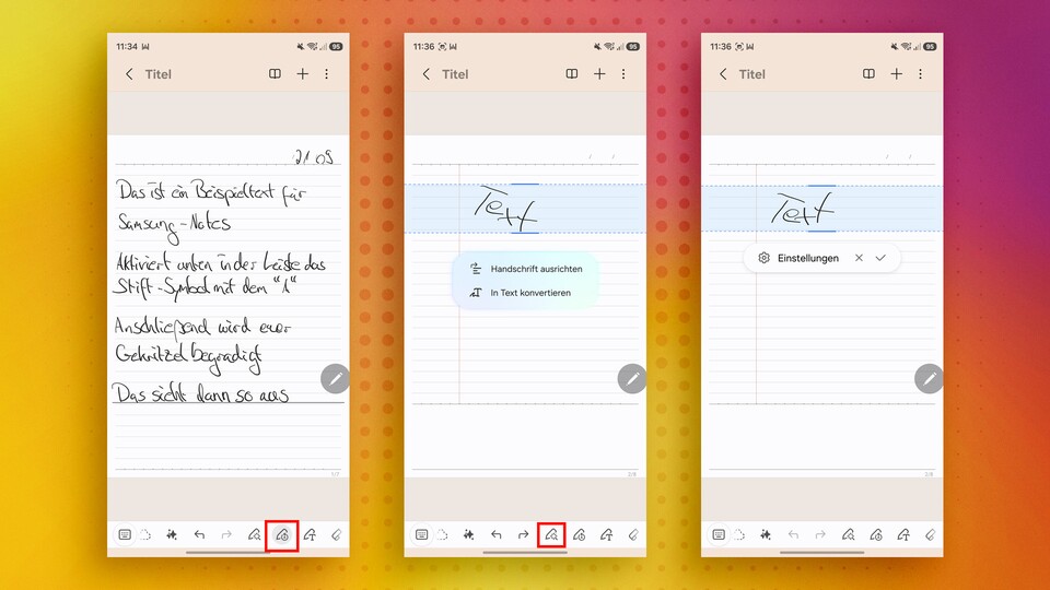 Auf dem Smartphone lässt es sich nicht immer ideal kritzeln. Die automatische Formatierung ist daher eine willkommene Hilfe. (Bild: Patrick S.GameStar Tech)