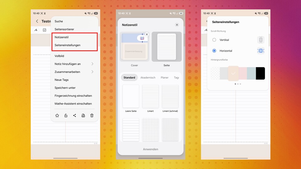 Wenn ihr wie ich viel Wert auf Ordnung und Optik legt, dann bietet die Notizen-App reichlich Möglichkeiten. (Bild: Patrick S.GameStar Tech)