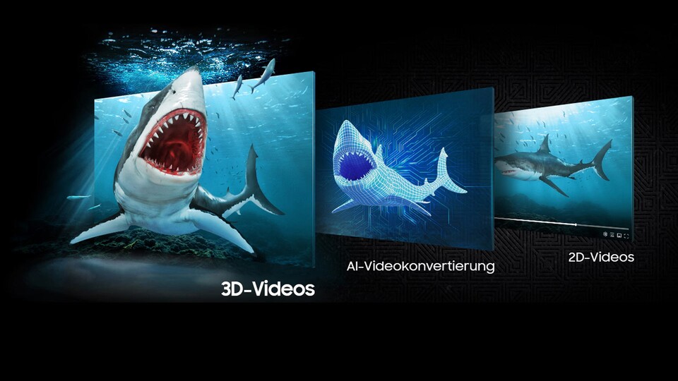 Samsung geht mit dem 3D-Monitor noch einen Schritt weiter: Auch 2D-Inhalte können dank KI in 3D umgewandelt werden.
