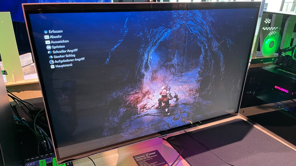 Einen 3D Gaming-Monitor bei der Arbeit zu fotografieren ist wirklich schwer. Das muss man mit eigenen Augen sehen.