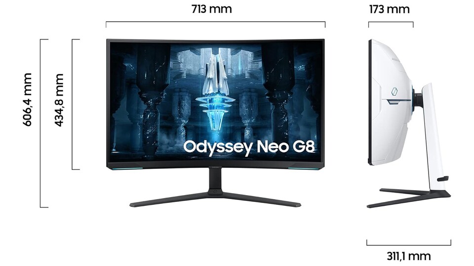 Per CoreSync Light-Feature könnt ihr die Lichtleisten des Samsung Odyssey Neo G8 in euren Wunschfarben aufleuchten lassen!