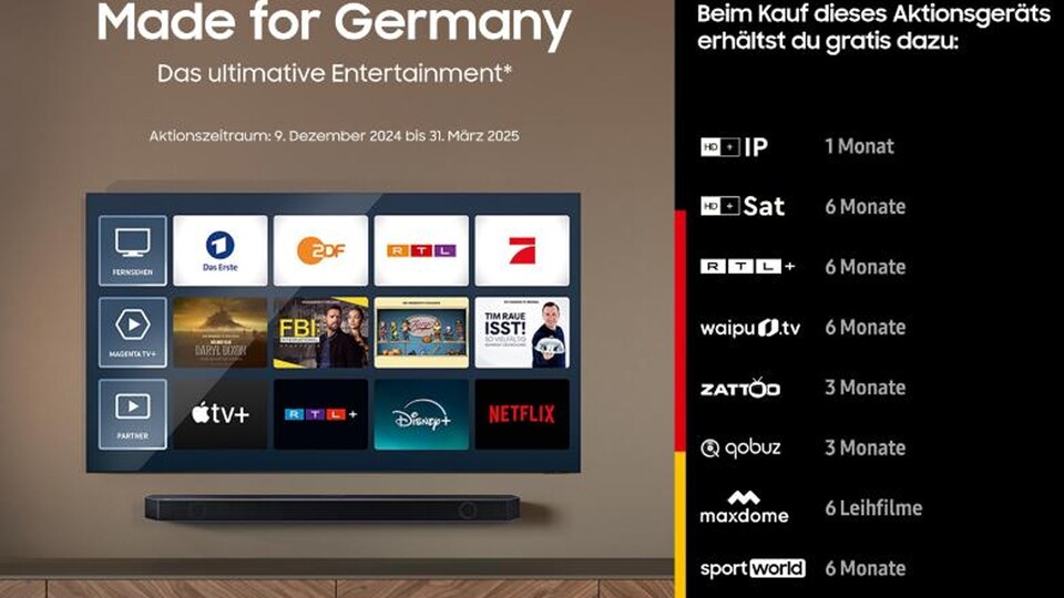 Streaming und Kinofilme gratis streamen: Bei einem Samsung OLED bekommt ihr mehr als nur den TV.