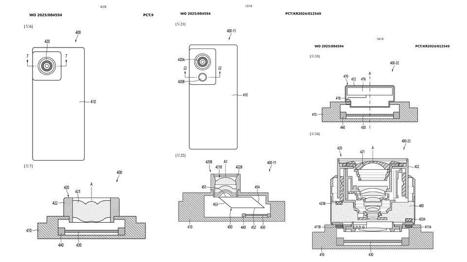 Das Patent zeigt unterschiedliche Konstruktionen und Objektive. (Bildquelle: Samsung)
