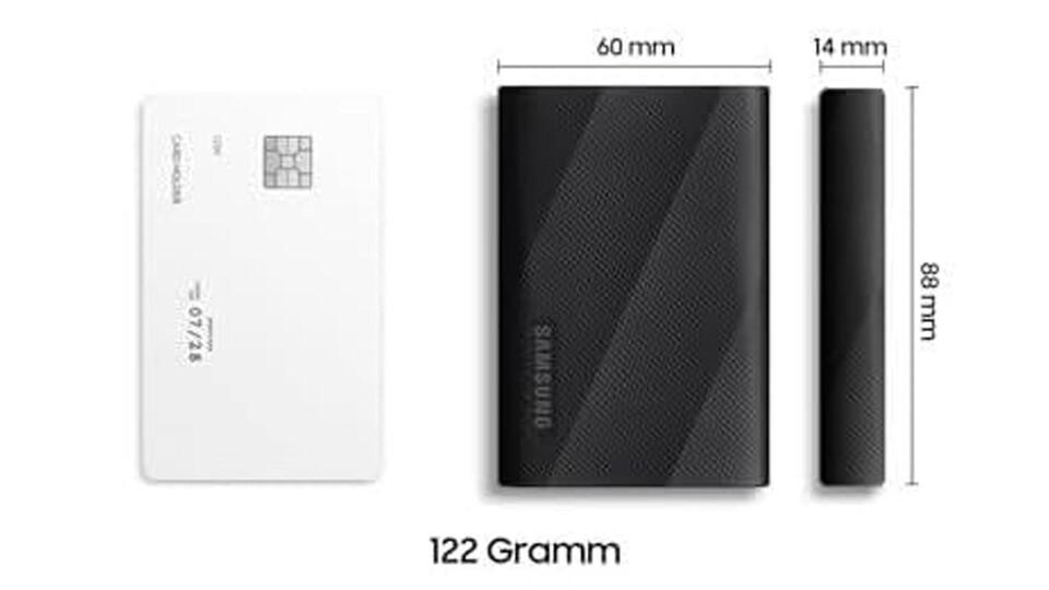 Die Maße der SSD sind äußerst kompakt.