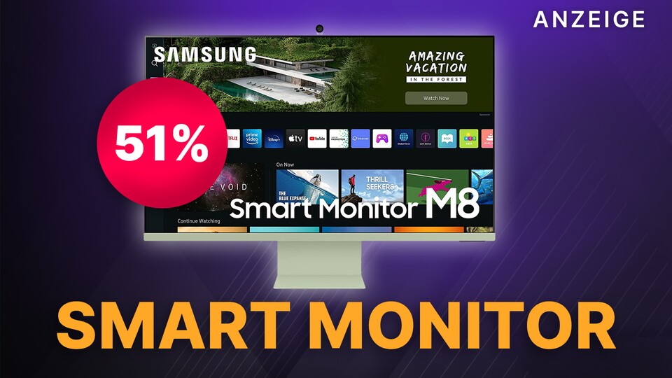 Mit dem Samsung Smart Monitor M8 bekommt ihr eine neue Schaltzentrale für euer Smart Home: Auch Sprachassistenten wie Alexa oder Bixby sind am Start.