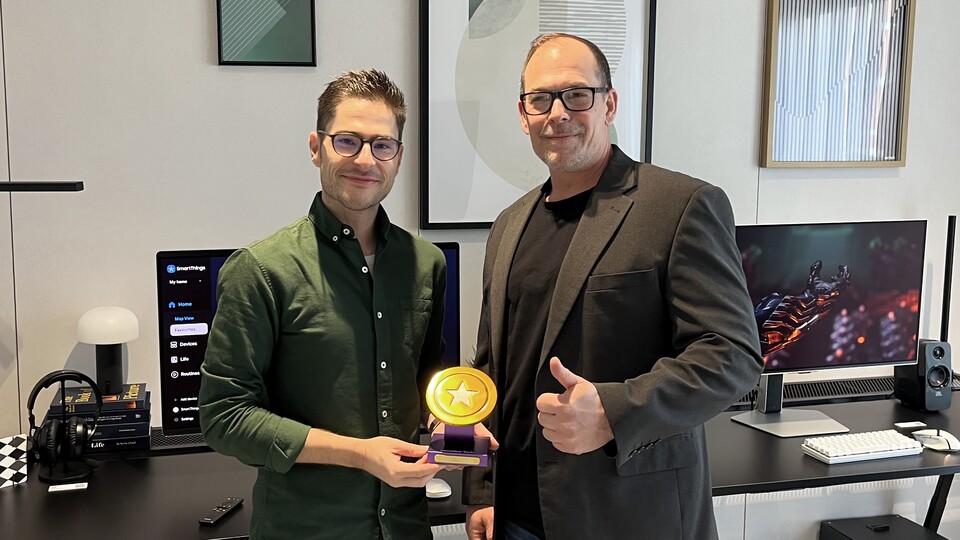 Mirco bei der Übergabe unseres Tech Star Awards. (Bildquelle: Lorzenz RittirschGameStar Tech)