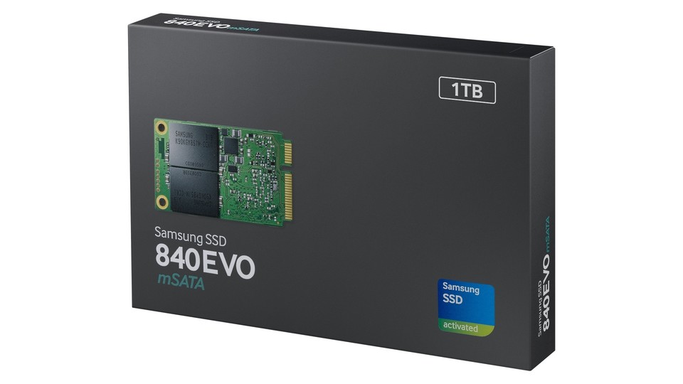Die Samsung SSD 840 EVO mSATA bietet mit 8,5 Gramm Gewicht ein Terabyte Speicherplatz.