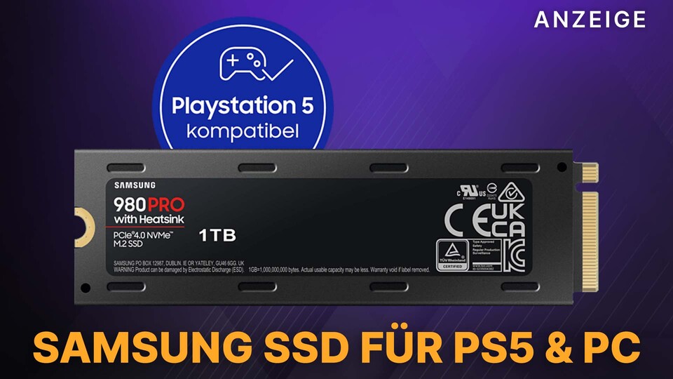 Die Samsung SSD 980 Pro inklusive Heatsink könnt ihr euch derzeit unter 200€ bei Amazon schnappen!