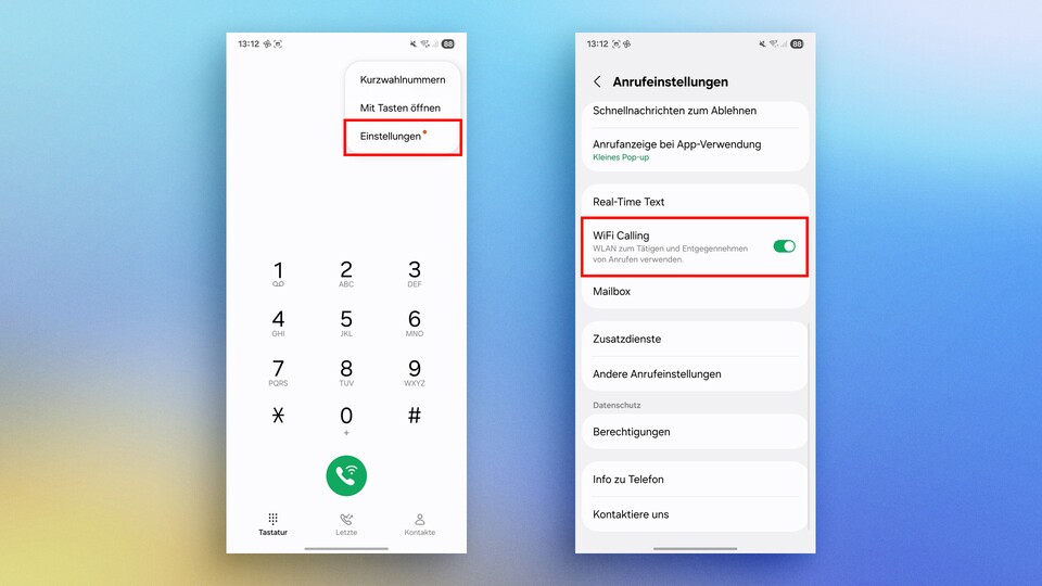 Bei Samsung gibt es diese Option nur in der Telefon-App.