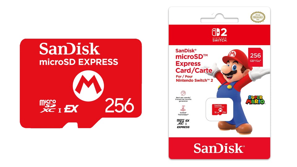 Mit der offiziellen Sandisk Micro SD Express-Speicherkarte verdoppelt ihr den Speicher eurer Konsole.