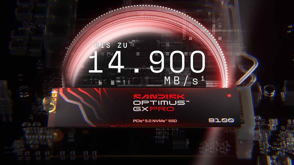 Die SANDISK Optimus GX PRO 8100 gehört zu den aktuell schnellsten PCIe-5.0-SSDs für Gaming-PCs.