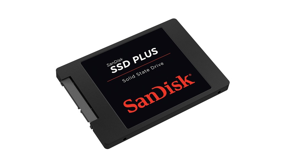 Sandisk SSD Plus: Günstige Einstiegs-SSD, bei Mediamarkt im Angebot ab 34€.