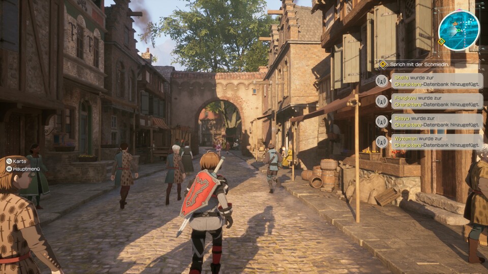 Die warme Optik des Spiels wirkt einladend. Hier sind wir in der Stadt der Anfäge, dem Startgebiet von SAO, unterwegs.