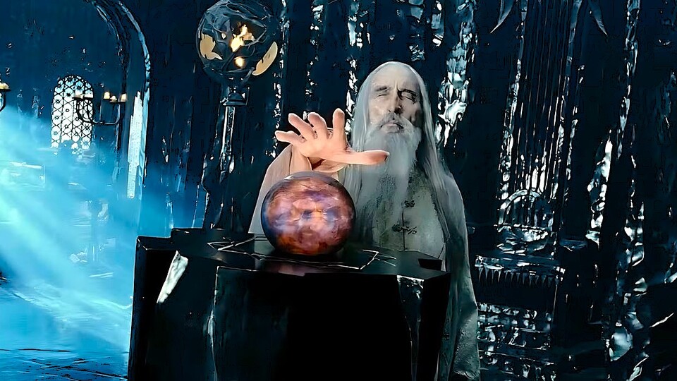 Auch der Orthanc, Sarumans Turm, beherbergt einen Palanthir. Doch durch dessen unvorsichtige Nutzung wird der Zauberer von Sauron korrumpiert.