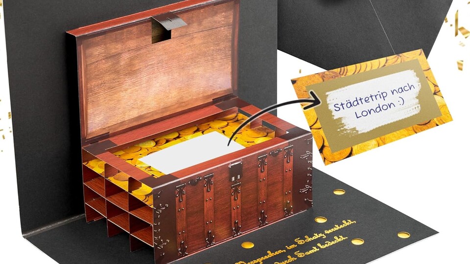 Ein Gutschein kommt wesentlich besser an, wenn er in einer Schatzkiste präsentiert wird.