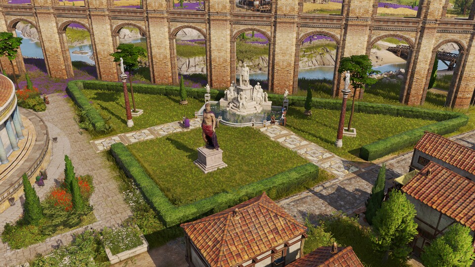 Hübsch, oder? Doch abgesehen von solchen Parks sind die Ornamente in Anno 117 noch nicht verfügbar. Die Römer nutzten ihre Zeit sicherlich mehr als nur zum Bummeln.