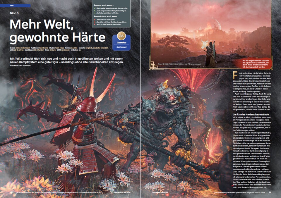 Nioh 3 können auch Menschen, die Nioh und Nioh 2 ausgelassen haben, problemlos genießen. Wenn man bei Souls-likes von »genießen« sprechen darf.