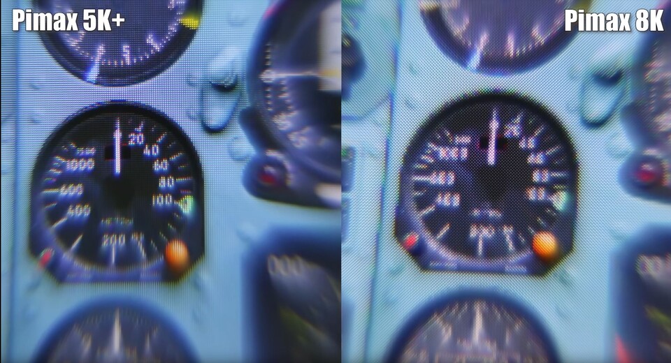Beim Digital Combat Simulator (DCS) fallen die Unterschiede im Pixelraster von Pimax 5K+ und Pimax 8K besonders stark auf. (Bild: SweViver)