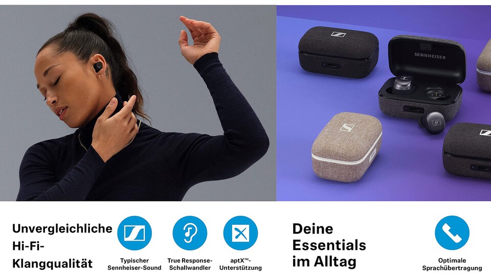 Die True Wireless 3 zählen zu den Earbuds mit dem besten Klang überhaupt. Kein Wunder, Sennheiser hat in diesem Bereich schon viel Erfahrung gesammelt.