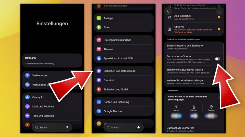 So (de-)aktiviert ihr die Automatische Sperrre bei eurem Samsung Galaxy Handy. (Bildquelle: GameStar Tech)