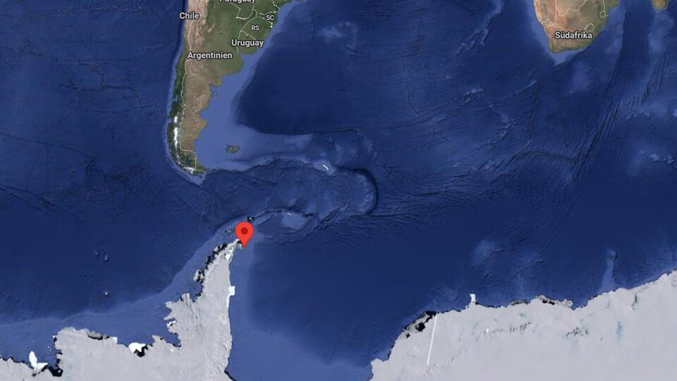 In der Nähe der Marambio-Basis auf der Seymour-Insel untersuchten die Forscher in Luft nahe der Pinguine. (Bildquelle: Google Maps)
