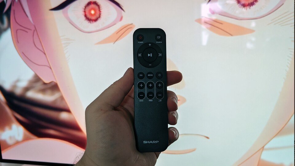 Die Fernbedienung besteht aus Kunststoff und besitzt nur die nötigsten Knöpfe – und die reichen locker aus. (Bildquelle: Maxe S., GameStar)