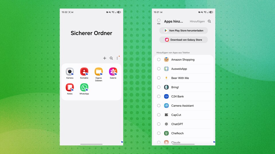 Für das Profil könnte ihr Apps aus dem Hauptprofil installieren oder separat welche aus dem Play Store herunterladen.
