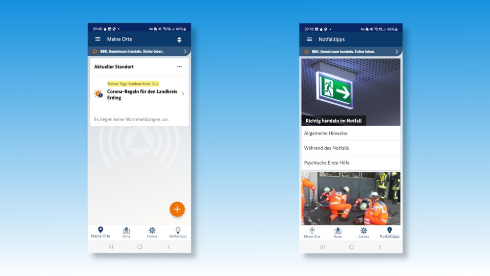 Nina warnt vor Katastrophen und gibt Tipps, wie man sich im Notfall verhalten sollte.