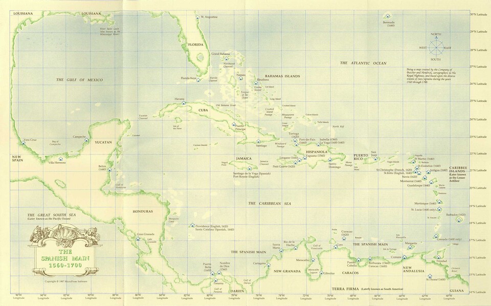 Pirates! liegt eine gedruckte Karte bei - der beste Kopierschutz überhaupt. Denn sie ist bei der Karibik-Navigation enorm hilfreich: Wo liegt noch gleich Tortuga?