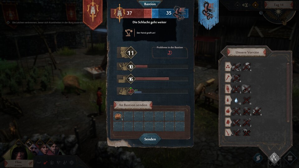 Die Bastion verlangt Nahrung, Bandagen, Waffen - und ich muss all das besorgen!