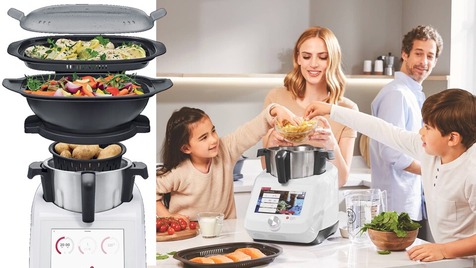 Kochen, dämpfen, garen, kneten, backen, braten, peelen - der Monsieur Cuisine Smart steht dem Thermomix kaum nach.