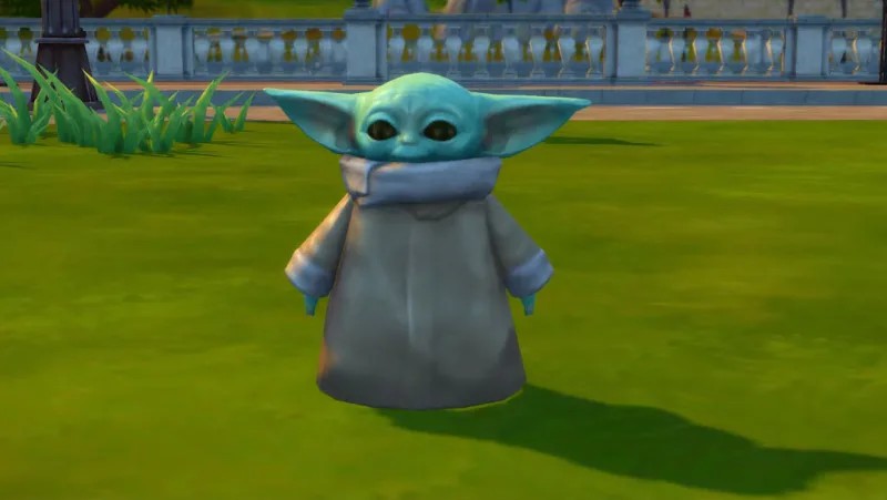 Sims-4-Spieler nutzen diese Baby-Yoda-Statue äußert kreativ.