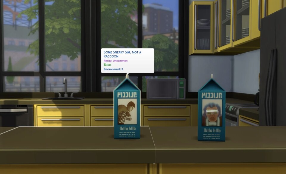 Der Sims auf dem Karton wirkt ziemlich verschlagen.