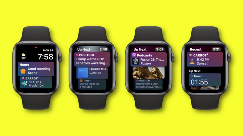 The new widget overlay should be based on the Siri watch face.  (Image: Apple)