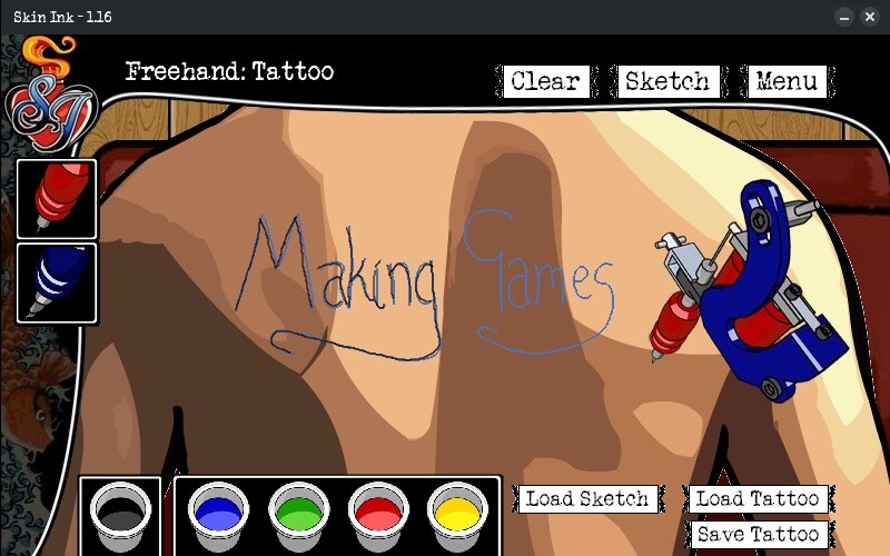 In Skin Ink muss der Spieler vorgegebene Tattoos nachstechen – hier ein Schriftzug, den man (noch) zu selten auf der Haut von Menschen sieht!