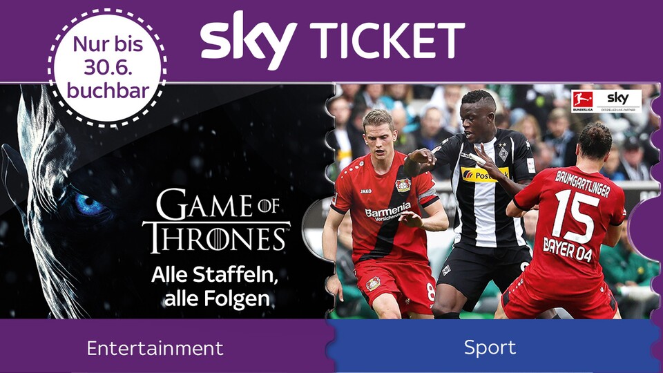 Sky Entertainment Ticket im Angebot mit dem Supersport Ticket.