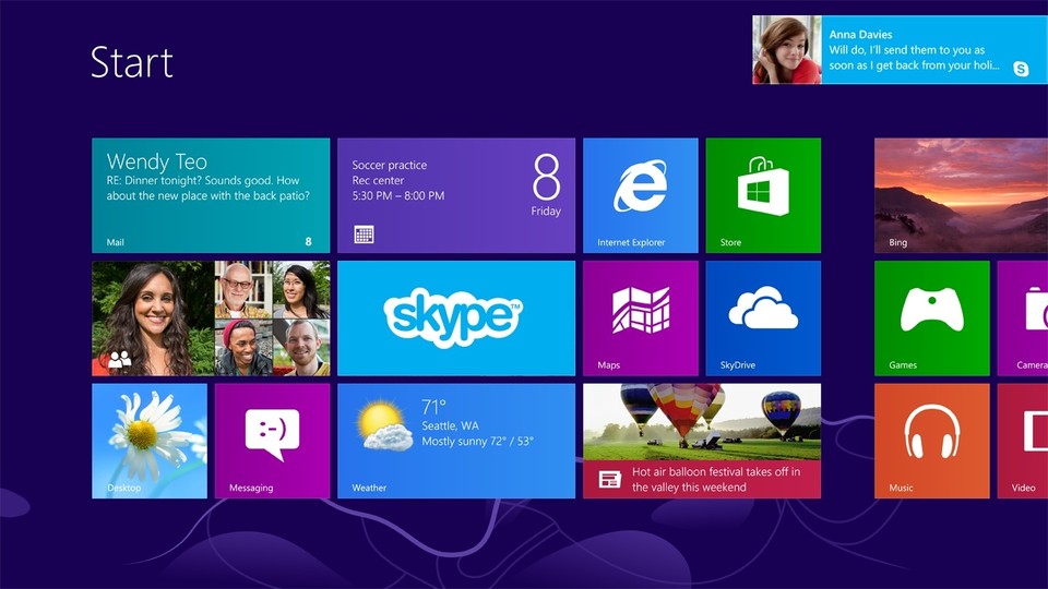 Windows 8 lässt sich komplett per »Touch« bedienen. Das Startmenü musste nach 15 Jahren der Modern-UI weichen.
