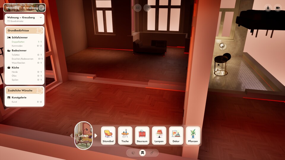 Diese roten Ränder kommen nicht vom Licht. Zumindest nicht im hinteren Raum und im Bad, wo es kein Fenster zu dieser Seite gibt.