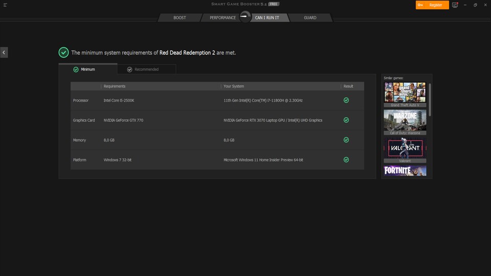 Can it run Crysis? Das verrät euch diese praktische Zusatzfunktion des Smart Game Booster.